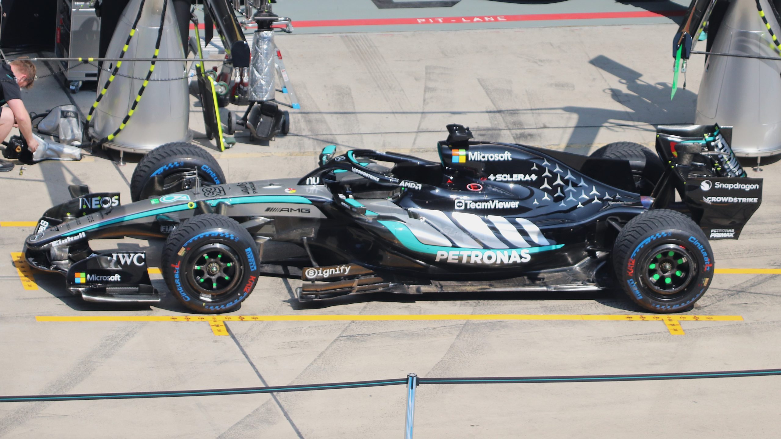 Mercedes W17 yarış otomobilinin 2026 Çin GP'sindeki görünümü